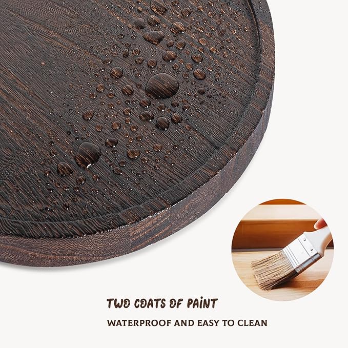 Wood Lazy Susan Turntable Kitchen Decor Round Table Tray, 10" Dark Brown | waterpoof, East clean, Non-slip, Pantry Table Decorative Tray for condiment, spice - Image 5