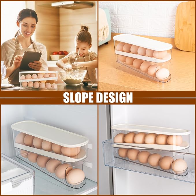 WACOI Auto Rolling Fridge Egg Organizer, Space Saving Eggs Dispenser for Refrigerator Storager, Home Egg Holder, 1 pack - Image 8