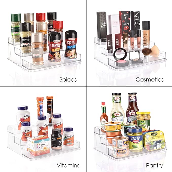 Sorbus Pantry Spice Organizer Set, 3-Tier Seasoning Organizer for Cabinet (2 Pack) and Lazy Susan Spice Rack Turntable 9-Inch, Spice Organization for Cabinet, Condiment Organizer Pantry & Refrigerator - Image 6