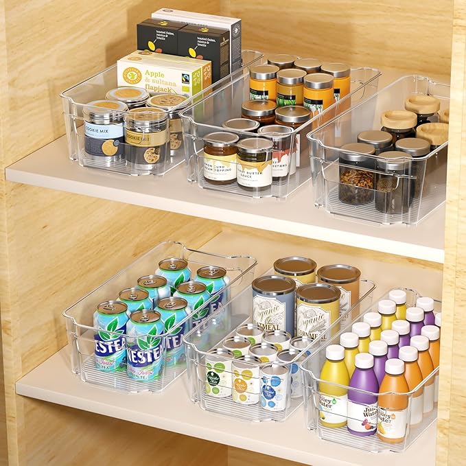 Clear Fridge Organizer, Refrigerator Organizer Bins with Handle, Freezer, Kitchen Cabinet, Pantry Organization, BPA Free Fridge Organizers (12.4 inch 2 Pack) - Image 5