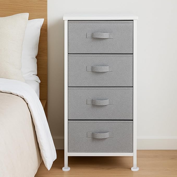 Amazon Basics Fabric 4-Drawer Storage Organizer Unit for Closet, Bedroom, White by AmazonBasics