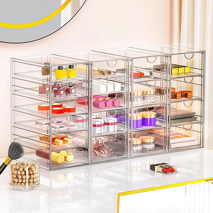 Acrylic Makeup Organizer with 19 Drawers,Storage Drawer Organizer | Bathroom Organizers and Storage for Palettes, Cosmetic, and Beauty Supplies, Desk Organization - Image 6