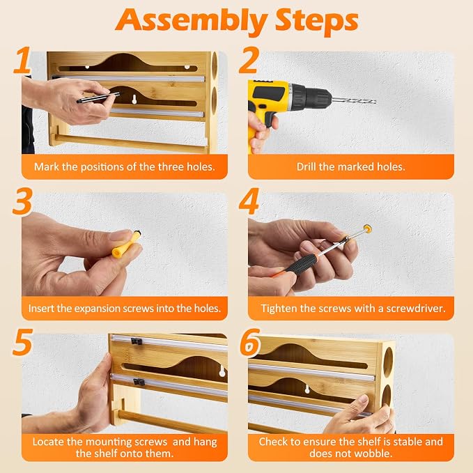 Plastic Wrap Dispenser with Cutter, 3 in 1 Tin Foil Wrap Dispenser Wall-Mounted Organizer for Baking Paper, Wax Paper Holder Kitchen Storage Box (Wood) - Image 5