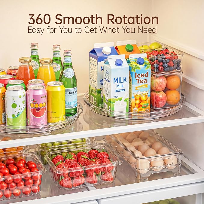 LAMU 12 in Lazy Susan Turntable, 4 Pack Clear Spice Rack, Organizer Storage | 360° Rotating, Kitchen Storage Tray for Cabinet & Table Top, Pantry, Fridge, Bathroom, Medicine & Countertop - Image 3