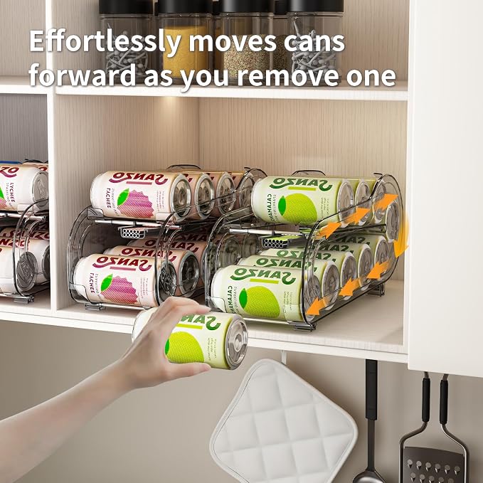 Drink Organizer for Fridge, Soda Can Organizer Dispenser for Refrigerator with Automatic Rolling,Organize Standard Size 11.15oz or 12oz Cans Drink,Save Space for Fridge、Kitchen、countertop - Image 3