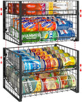 JKsmart 2-Tier Stackable Can Rack Organizer for Pantry, Adjustable Can Dispenser Holds Up to 60 Cans, Can Storage Holder for Various Ounces of Canned Food Soda Drinks, Black, 2 Pack by JKsmart