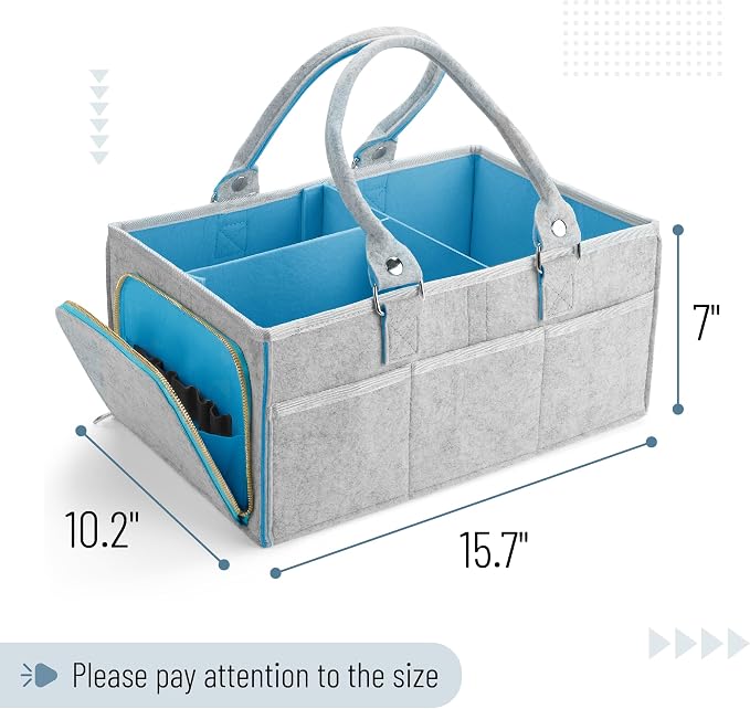 Mr. Pen- Baby Diaper Caddy Organizer, Gray, Blue Inside | Nursery Storage Bin and Car Organizer for Diapers and Baby Wipes - Image 2