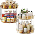 LAMU 2 Pack 2 Tier Lazy Susan Turntable Organizer 12'' Rotating Spice Rack Organization for Cabinet, Kitchen, Pantry, Countertop, Bathroom, Vanity, Medicine Cabinet Organizer, Amber by YourHome-OrganizationHelper