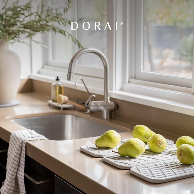 Dorai Home Stone Kitchen Sink Caddy - Diatomaceous Earth Sink Tray with Stainless Steel Feet, Water-Absorbing Countertop Organizer for Kitchen or Bathroom - Sandstone - Image 8