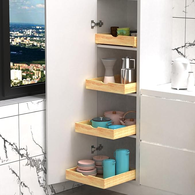 Pull Out Drawers for Kitchen Cabinets, Pull Out Cabinet Organizer, Fully Assembled Wood Cabinet Pull Out Drawer, Fast and Easy DIY Installation, 14”W x 21”D - Image 9