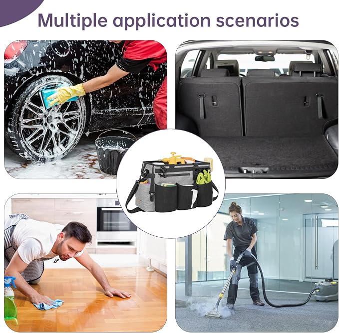 IBVIVIC Wearable Cleaning Caddy Bag for Cleaning Supplies, Grey | Cleaning Organizer Tote Bag with Handle & Shoulder Straps Kitchen Cleaning Supplies Storage Bag for Cleaners & Housekeepers - Image 6