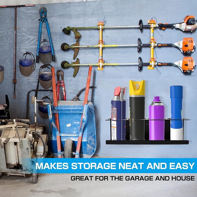 RealPlus Aerosol Spray Can Holder Rack Organizer, 4 Can Spray Bottle Holder Heavy-Duty Steel Wall Mounted for Garage and Workspace, Pack of 3 - Image 5