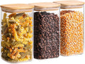 ComSaf Glass Storage Containers wtih Lids 1.4 Qt, Set of 3 Galss Jars | Glass Pantry Storage Containers, Square Kitchen Canisters, Lid with Silicone Seal, Cookie, Cereal, Coffee, 44oz, BPA Free by ComSaf