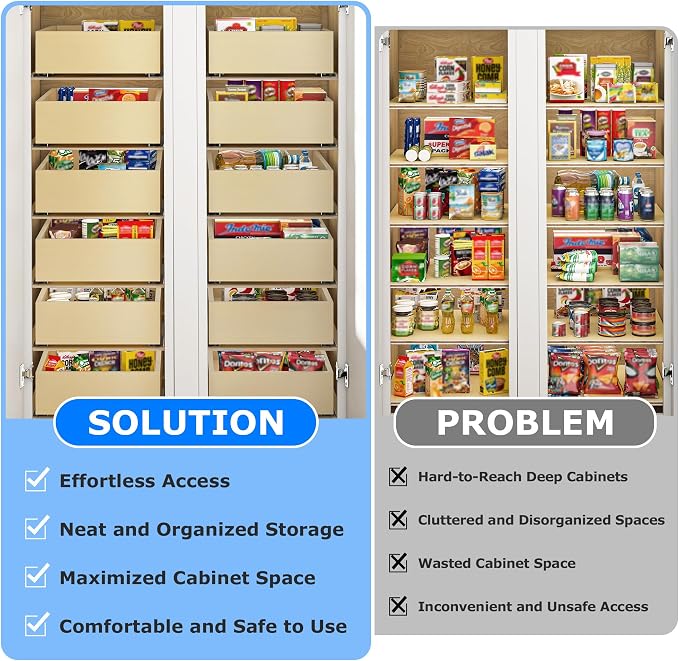 WelFurGeer Soft Close Pull Out Cabinet Organizer, 17" W x 22" D Heavy-Duty Plywood Pull-Out Cabinet Drawer, Cabinets Roll Out Drawers, Durable Pullout Drawers for Home & Kitchen Organization - Image 4