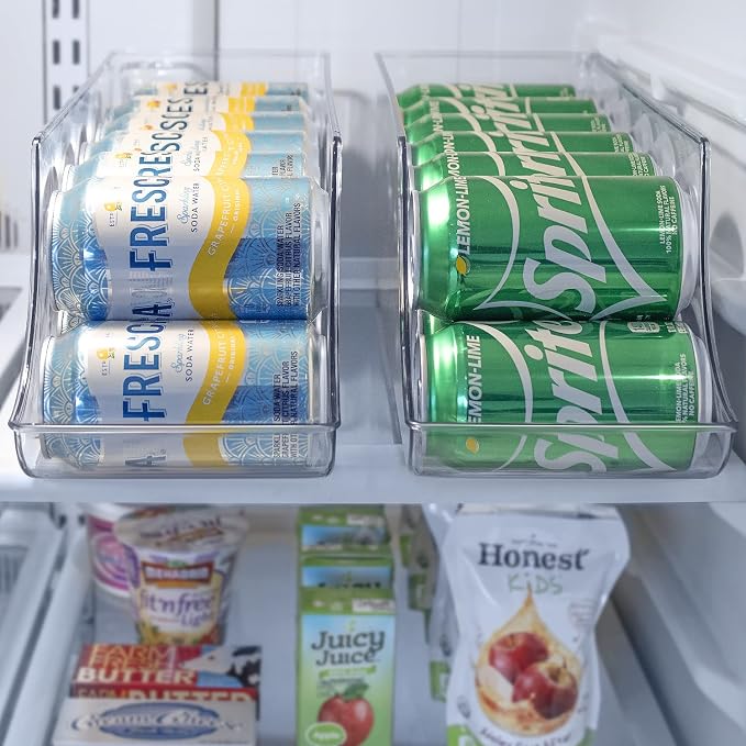 Sorbus Can Dispenser for Refrigerator - 12 Can Fridge organizer Rotation System Rack - Clear Soda Can Organizer for Refrigerator, Freezer & Pantry - Great for Kitchen Organization & Storage (2-Pack) - Image 5