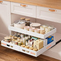 Nacial 2 Tier Pull Out Cabinet Organizer,Expandable(12.3"-20.7" W),White | Slide Out Cabinet Drawer with Adhesive Nano Film, Adjustable Heavy Duty Roll Out Shelves for Kitchen Pantry Bathroom Storage by NacialPromise-Consumersfirstalways