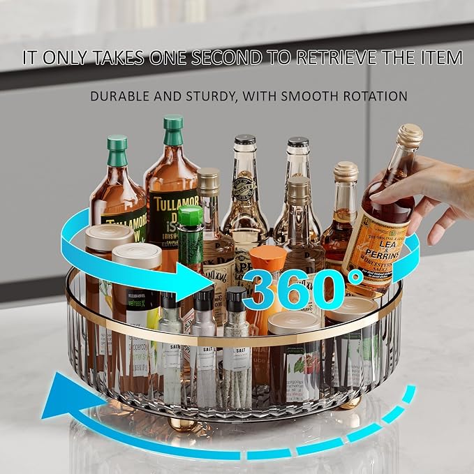 Clear Lazy Susan Pantry Organizers and Storage, 11” Turntable Organizer, Rotating Storage Rack for for Kitchen, Pantry,Cabinet, Dining Table,Fridge,Countertop,Vanity,Food Storage - Image 4
