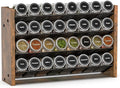 Spice Rack Organizer for Cabinet, Wood Countertop Shelf, No Jars Included | Holds 32 Standard 4 oz Jars, Fits Jars Under 1.8 in Wide, 4-Tier Kitchen Seasoning Organizer, Wall Mount, 15.7" W x 10.3" H by NESAPTO