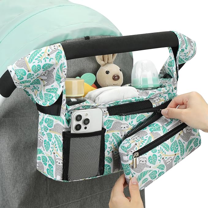 Accmor Universal Stroller Organizer with Insulated Cup Holder Detachable Phone Bag and Shoulder Strap,Stroller Bag Caddy Organizer for Uppababy, Baby Jogger, Britax Strollers - Image 7