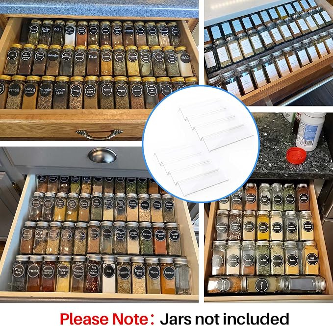 MIUKAA Clear Acrylic Spice Drawer Organizer, 4 Tier- 2 Set Expandable From 13" to 26" Drawer Seasoning Organizer, Kitchen Spice Rack Tray for Drawer/Countertop (Jars not included) (Pack of 2) - Image 2