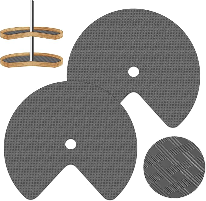 2 Pack 26In Lazy Susan Shelf Liner, Upgraded Composite Materials Circle Lazy Susan Liner for Kitchen Cabinets, Non Adhesive Liners Mats for Shelf Drawer Refrigerator Cupboard, Gray by Lconvicely