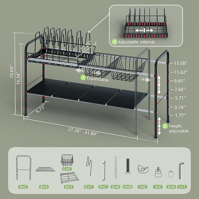 Expandable Under Sink Organizer，Pot and pan Organizer Under Cabinet | Pan Lid Organizer,Expandable Storage shelf with Pan Rack（7 Dividers）,2 Baskets and 4 Panels,Adjustable partition height - Image 2