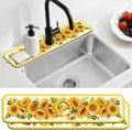 2 Pcs Kitchen Sink Splash Guard Faucet Mat Sunflower Faucet Mat for Sinks Bee Pattern Absorbing Drying Mat for Kitchen Bathroom, 23.6x5.5inch by CONCHLERY%E6%97%97%E8%88%B0%E5%BA%97