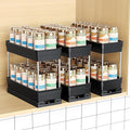 Pull Out Spice Rack Organizer for Cabinet, 3 Pack 2 Tier Sliding Spice Rack | Dual Rail, Slide Out Seasoning Organizer for Kitchen Cabinets, No Drill Installation, Space Saving Cabinet Storage Organizer by Mystozer