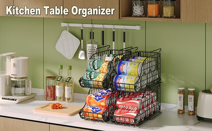 Sonyabecca 6 Pack Stackable Can Organizer for Pantry Cabinet Food Storage | Soda Can Organizer Storage Rack, Can Food Storage Dispenser for Pantry and Cabinet Shelves with Stackable Design - Image 9
