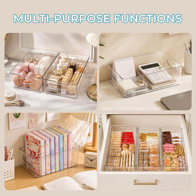 UFORU 5 Pack Clear Plastic Pantry Organizers and Storage with Handles | Non-slip Bottom Stability, Space-Saving Stackable Design, Clear Visibility, Thickened Plastic, Multi-Scene Storage Solutions - Image 8