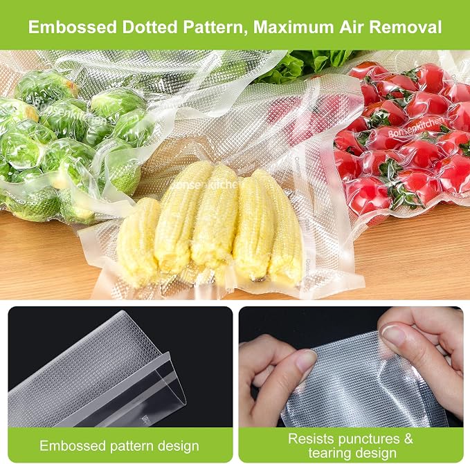 Bonsenkitchen Vacuum Sealer Bags, 11" x 20' Rolls 2 Pack for Food Storage | Commercial Grade Textured Food Roll, Bpa Free, Heavy Duty, Customized Size Bag for Sous Vide Cooking, VB3207 - Image 4