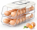 2-Tier Fridge Egg Organizer and Stackable Egg Container for Refrigerator with Dispenser Tray by Unknown