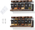 2-Tier Wall Mount Spice Rack Organizer - Screw/Adhesive Mount, Black Metal & Wood Spice Storage for Kitchen Pantry Cabinet, 11.6”L x 2.4”W x 3.2”H,Spice Jars Not Included by KitHero