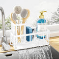 Kitsure Sponge Holder for Kitchen Sink, 7.9"x3.7"x6.2", White | Kitchen Sink Caddy, Home Decor Accessories, Stainless Steel, High Brush Holder by Kitsure
