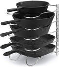 Heavy Duty Pan Rack, Pot Lid Rack, Kitchen Cabinet Pantry Cookware Organizer Rack Holder with 5 Adjustable Dividers, Chrome by CAXXADIRECT
