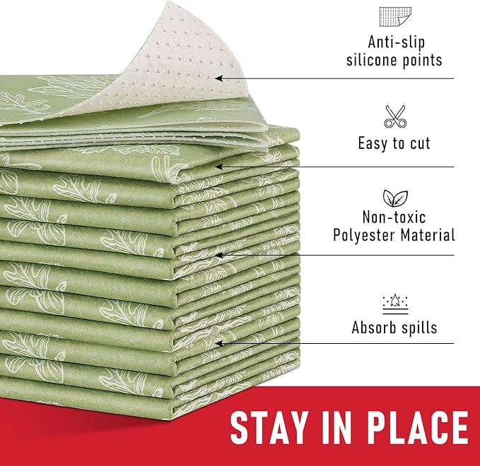 Cooyes Large Fridge Liners for Refrigerator, 17.7" × 24", Drawer & Shelf Liners for Kitchen Cabinets Non-Adhesive, Breathable Cloth Material, Non-Slip, Keep Produce Fresh Longer, Sage Green - Image 4