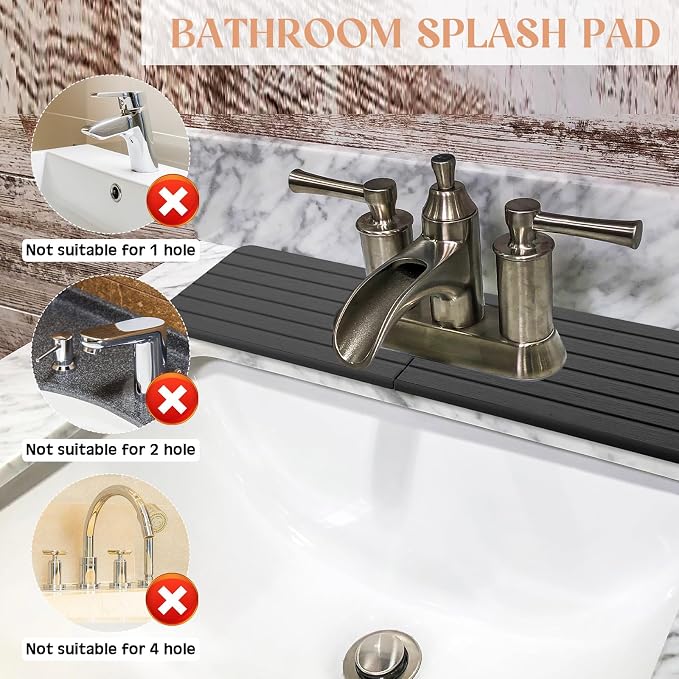 Teenyyou an Oval Hole Gray Faucet Mat Kitchen Sink 17.32" x 4.6" | Bathroom Faucet Absorbent Mat,Diatomite Splash Guard,Quick Drying Drip Catcher,Hole 6.22 " x 2.28" - Image 3