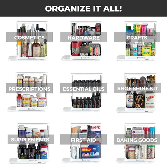Spice Rack Organizer for Cabinet, Pull & Rotate, 2-Tier | Double-Decker Shelves, 10.8"H x 5.25"W x 10.8"D, Modular Side-By-Side, Non-Skid Feet, Stick-On Labels, Sturdy Build - Image 6
