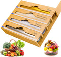 Bamboo Aluminum Foil Organizer & Plastic Wrap Dispenser with Cutter for 11" Rolls - 4 in 1 Parchment, Wax Paper & Saran Wrap Holder - Tin Foil Wrap Organizer for Kitchen Drawer, Countertop & Pantry by Unknown