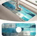MCALK Turquoise Kitchen Sink Faucet Mat Splash Guard, Absorbent Quick-Dry Kitchen Sink Mat - Ideal for Splash Guard & Drip Catching with Abstract Art Decor( 1pc 15"x5.5") by MCALK