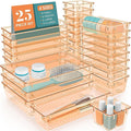 25 PCS Plastic Drawer Organizer Set, Makeup Organizers and Storage Bins | 4 Sizes Desk Drawer Divider Organizers and Storage Bins for Jewelry, Gadgets for Kitchen, Bedroom, Bathroom, Orange by WOWBOX