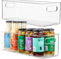 Plastic Food Storage 2 Pack Clear Container Bin with Handles for Organizing Kitchen, Pantry, Fridge, Freezer, Pantry, Bathroom. 14"x6"5" by primebox