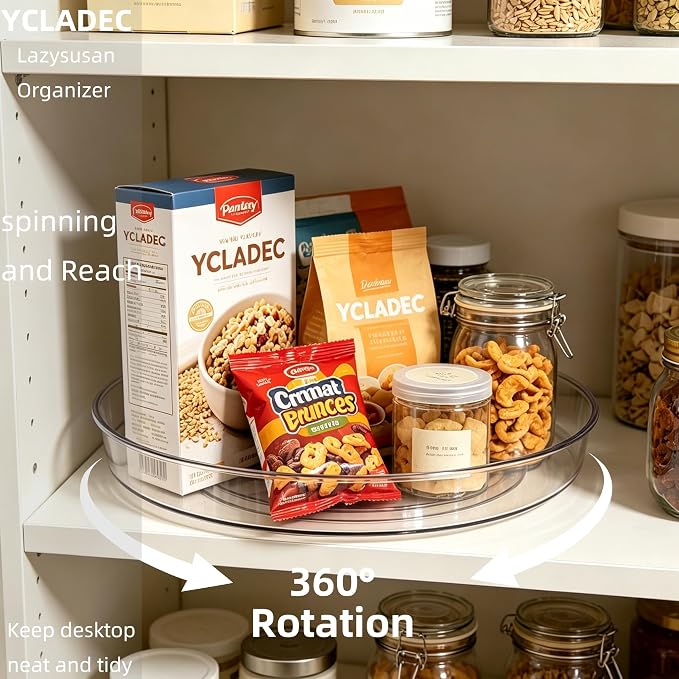 6 Pack Lazy Susan 10.6" Turntable Organizer Pantry Cabinet | Pantry Organization and Storage Spice Rack Fridge Rotating Condiment Tray Spinner for Kitchen Bathroom Makeup Cosmetic Clear - Image 4