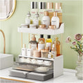 StorBin Arcylic 5-Tier Makeup & Skincare Organizer for Vanity, Bath | Smooth 3 drawers, clear body, gold frame, non-slip, for perfumes, serums, face masks, palettes, vanity & bath counter,Grey by Unknown