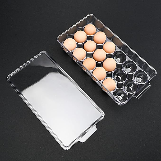 18 Eggs Holder for Refrigerator, Clear Egg Container for Fridge, Kitchen - Image 4