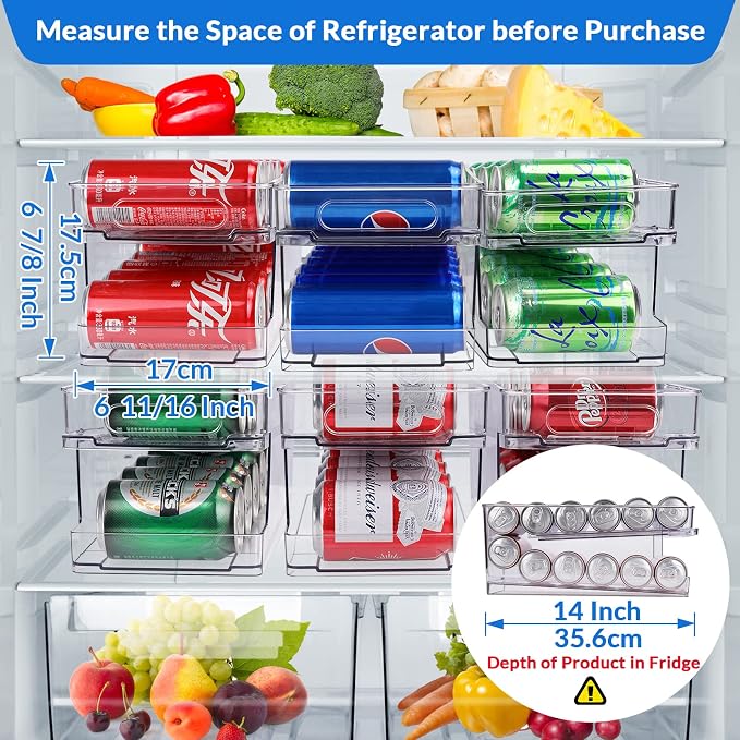 Rolling Soda Can Organizer for Refrigerator Can Dispenser for Beer Soda Seltzer Pop Can Soda Organizer for 10 Standard Size 11.15oz or 12oz Cans Holder Storage Pantry Organization - Image 4