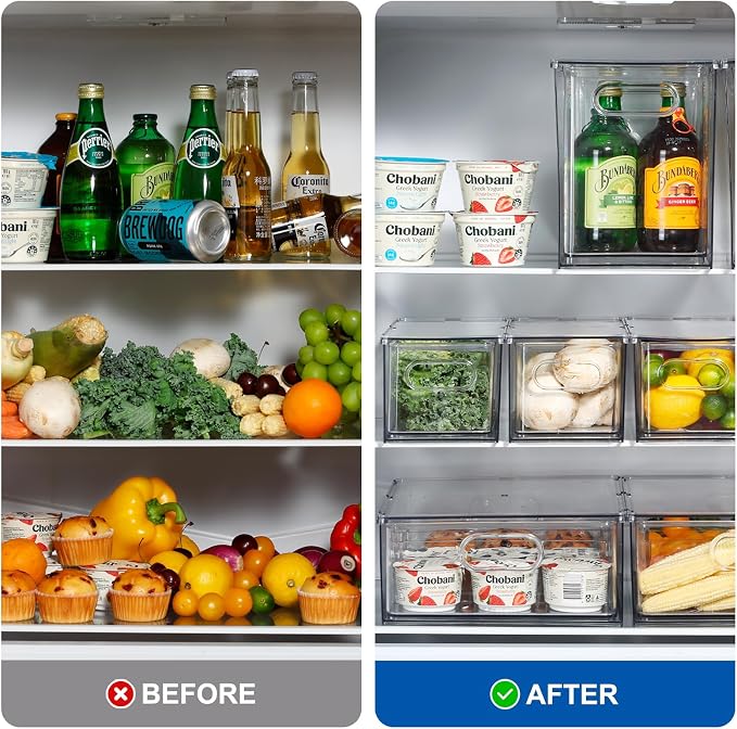 Fridge Organizers and Storage Pull Out Drawer, 2 Small | Stackable, Clear, Fruit and Veggies Containers, for Kitchen, Cabinet - Image 5