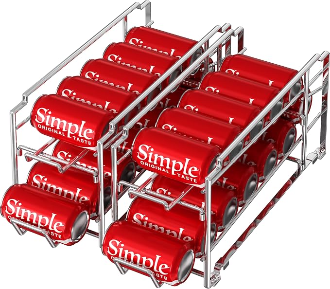 Simple Houseware 2-Pack Stackable Beverage Soda Can Dispenser Rack, Chrome | Metal Soda Can Soft Drink Organizer by SimpleHouseware