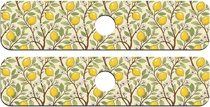 2 Pcs Kitchen Sink Splash Guard Faucet Mat Lemon Tree Pattern Faucet Mat for Sinks Flower Absorbing Drying Mats for Kitchen Bathroom - Image 8
