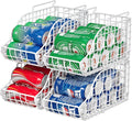 Sonyabecca 4-Pack Stackable Can Rack Organizer for Kitchen Pantry，White | Soda Can Organizer and Food Storage Dispenser for Pantry Cabinets. Foldable Wire Rack Keeps Canned Food Organized by Sonyabecca